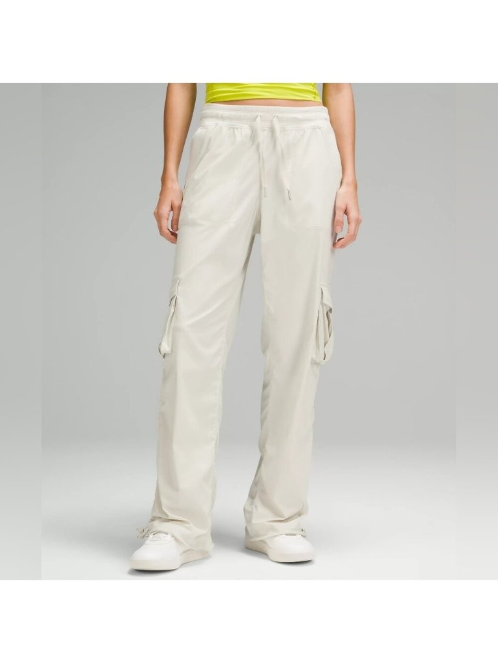 Lululemon Dance Studio Relaxed Fit Mid Rise Cargo Pant Bone White Stripe Medium